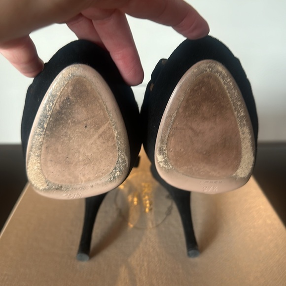 Prada black suede caged t-strap platform sandal size 37.5 - Picture 4 of 4